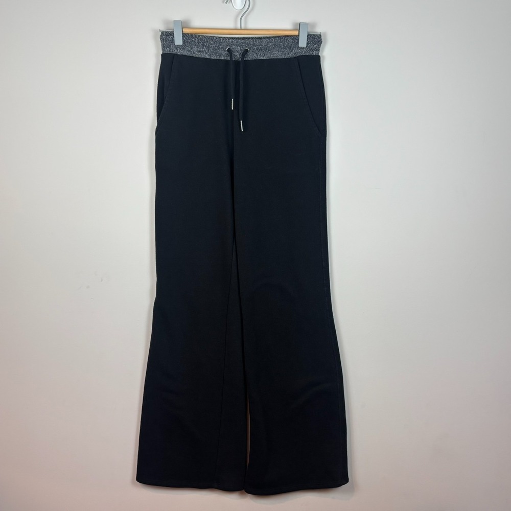 Yummy Sweater Co Black Heather Fleece Lined Knit Flare Leg Yoga‎ Pants Womens XS